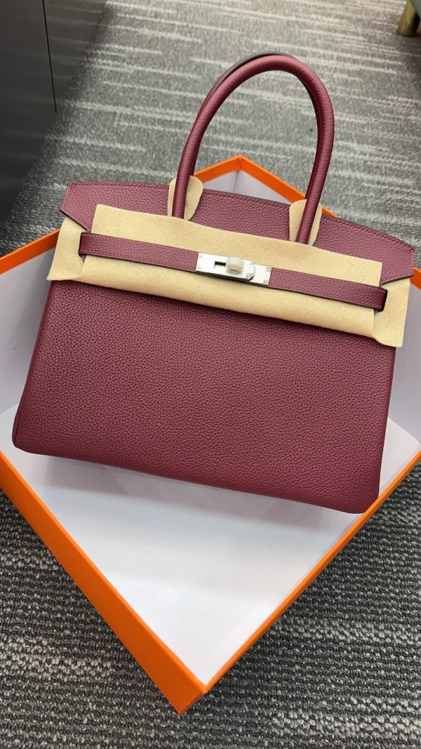 ✨BK30  Togo leather platinum 30cm  Hand-sewn wax thread, all-steel hardware, goat leather lining - Image 4