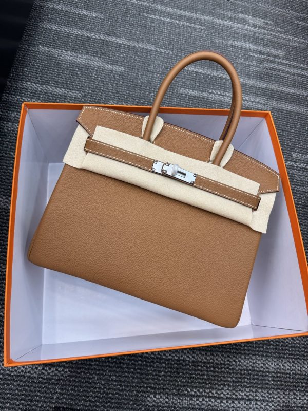 ✨BK30  Togo leather platinum 30cm  Hand-sewn wax thread, all-steel hardware, goat leather lining - Image 5