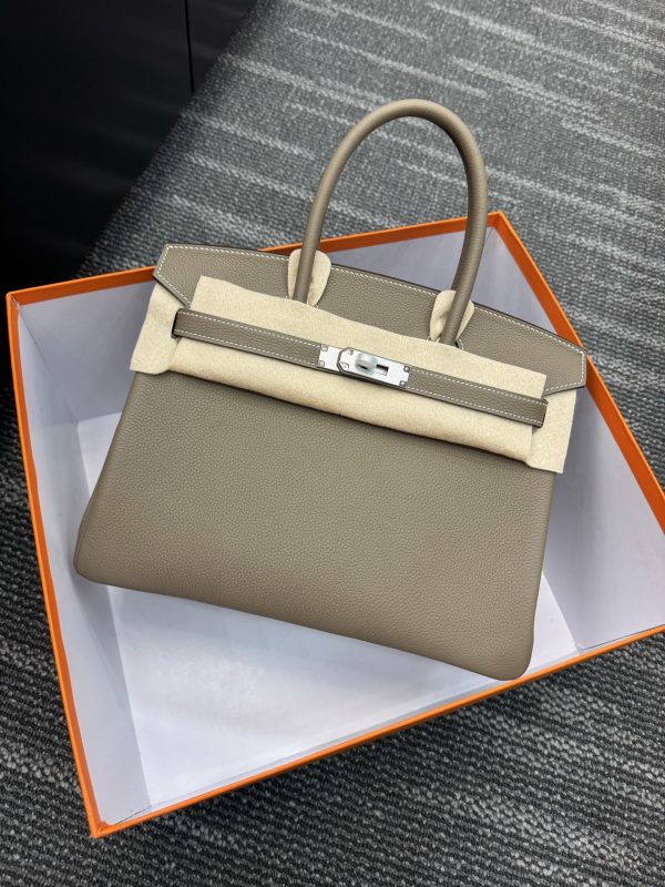 ✨BK30  Togo leather platinum 30cm  Hand-sewn wax thread, all-steel hardware, goat leather lining