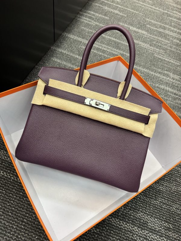 ✨BK30  Togo leather platinum 30cm  Hand-sewn wax thread, all-steel hardware, goat leather lining - Image 3