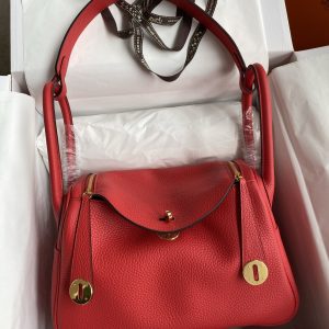 Lindy 26cm imported TC leather bright red gold button wax thread