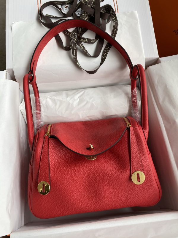 Lindy 26cm imported TC leather bright red gold button wax thread