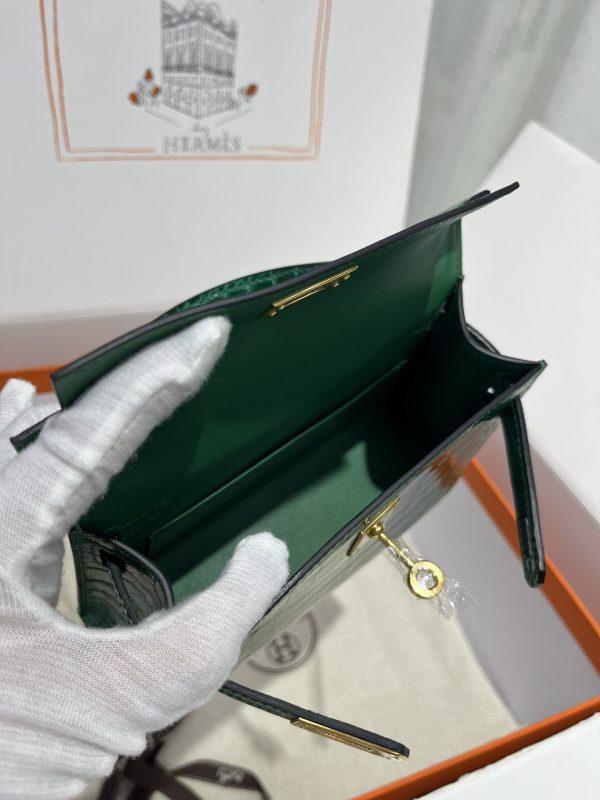 Kelly II 19cm   Original American alligator leather, hand-nailed, hardware, emeralds, hand-sewn beeswax thread [color] - Image 4
