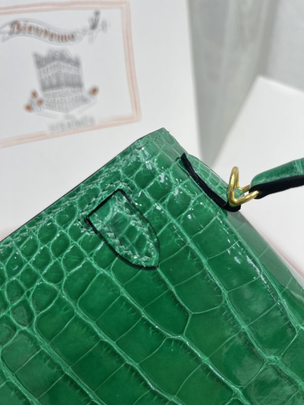Kelly II 19cm   Original American alligator leather, hand-nailed, hardware, emeralds, hand-sewn beeswax thread [color] - Image 7