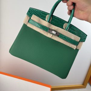 TouchBK25 Emerald Green Togo leather and high-gloss crocodile leather Hand-sewn waxed thread All-steel hardware Goatskin lining