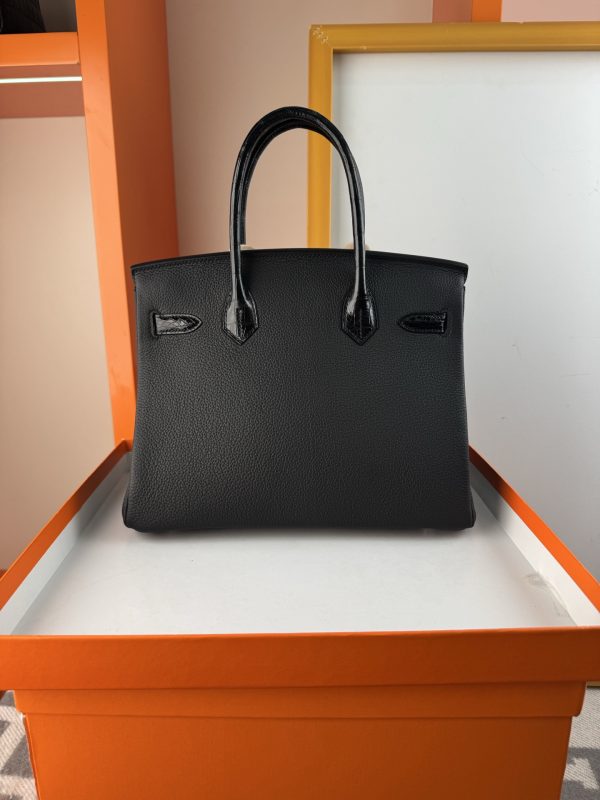 TouchBK; Size 30, Black and Silver  Togo leather and high-gloss crocodile leather, hand-sewn waxed thread  All-steel hardware, goat leather lining - Image 5