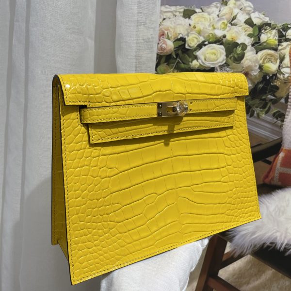 Imported American crocodile matte belly Kelly Danse dance bag size; 22X17X7💕 - Image 5