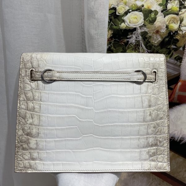 Imported crocodile matte belly Kelly Danse dance bag Himalayan white size; 22X17X7💕 - Image 2