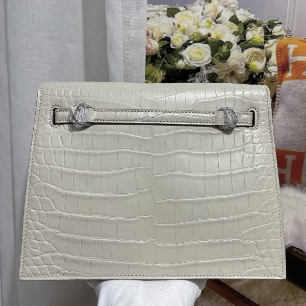 Imported crocodile matte belly glacier white silver buckle Kelly Danse dance bag size; 22X17X7💕 - Image 2