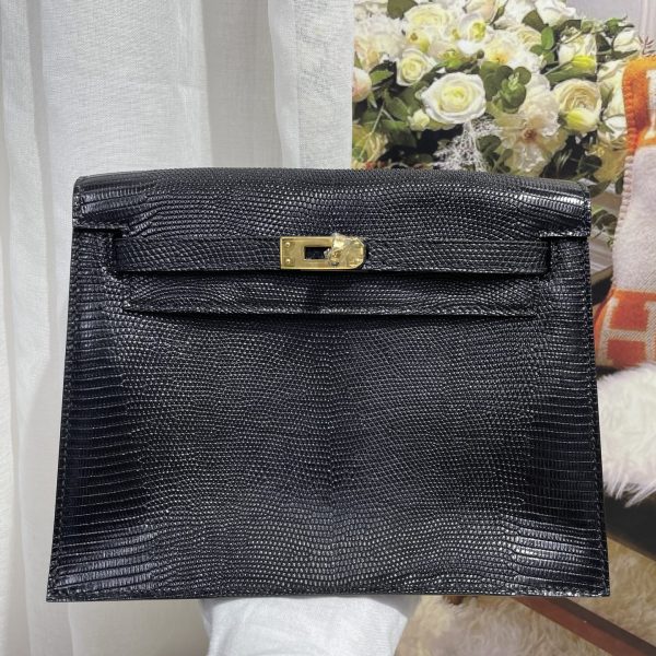 Kelly Danse dance bag imported original lizard leather, wax thread sewing, spot real shot size; 22X17X7💕