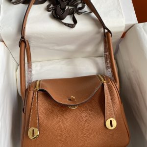 Lindy 26cm 进口TC皮 金棕 金扣蜡线