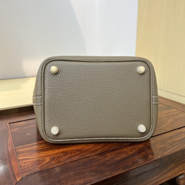 Spot color✨Vegetable basket elephant gray Tc leather vegetable basket 18cm hand sewn wax thread🧵 - Image 7
