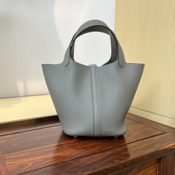 Spot color✨Vegetable basket cumulonimbus gray  Tc leather vegetable basket 18cm hand-sewn wax thread🧵 - Image 10