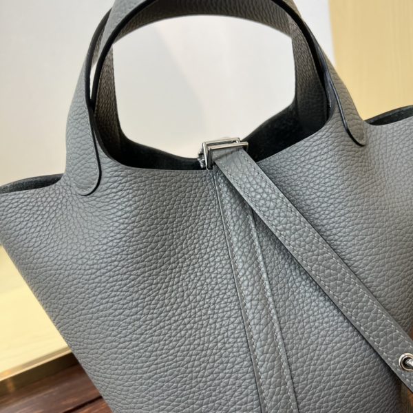 Spot color✨Vegetable basket cumulonimbus gray  Tc leather vegetable basket 18cm hand-sewn wax thread🧵 - Image 3