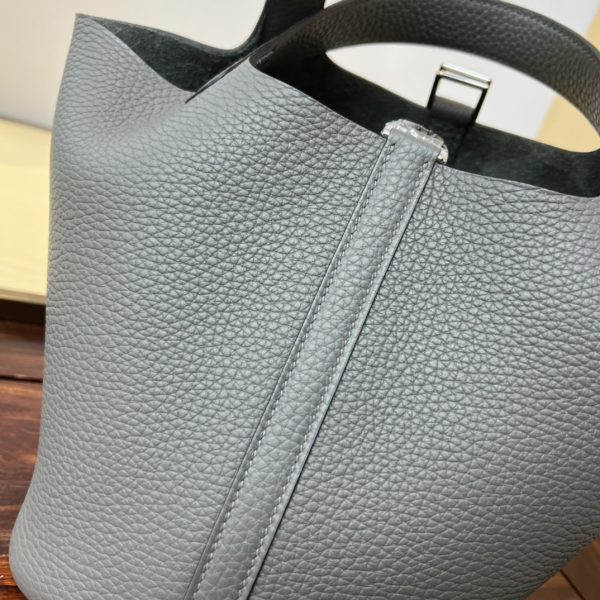 Spot color✨Vegetable basket cumulonimbus gray  Tc leather vegetable basket 18cm hand-sewn wax thread🧵 - Image 5