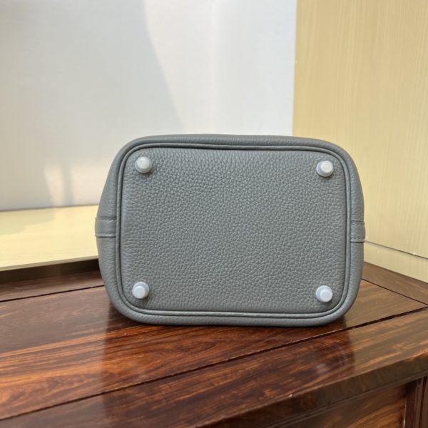 Spot color✨Vegetable basket cumulonimbus gray  Tc leather vegetable basket 18cm hand-sewn wax thread🧵 - Image 6