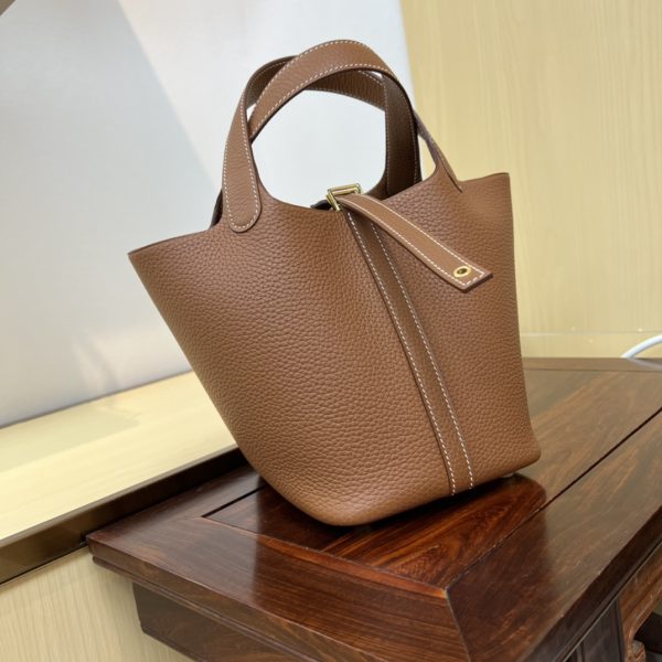In stock✨Vegetable basket Toffee gold  Tc leather vegetable basket 18cm hand-sewn wax thread🧵 - Image 2