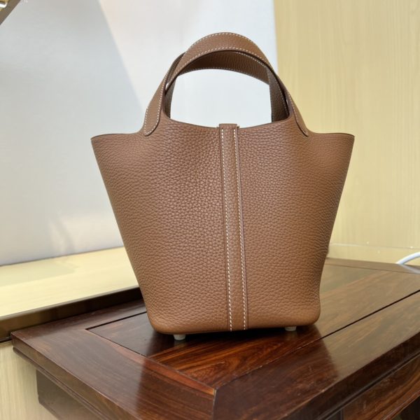 In stock✨Vegetable basket Toffee gold  Tc leather vegetable basket 18cm hand-sewn wax thread🧵 - Image 3