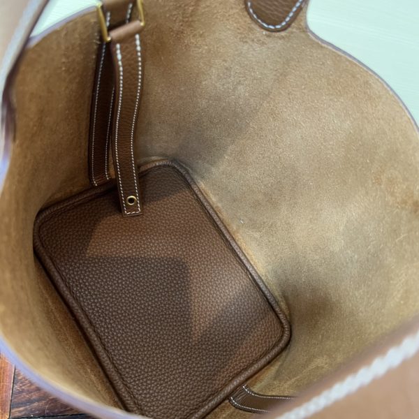 In stock✨Vegetable basket Toffee gold  Tc leather vegetable basket 18cm hand-sewn wax thread🧵 - Image 8