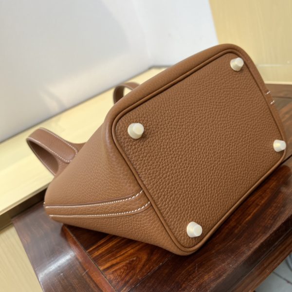 In stock✨Vegetable basket Toffee gold  Tc leather vegetable basket 18cm hand-sewn wax thread🧵 - Image 9