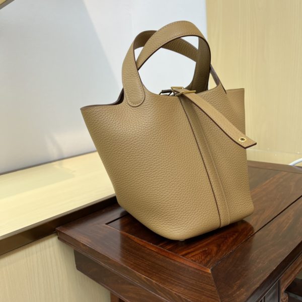 In stock✨Vegetable basket biscuit color  Tc leather vegetable basket 18cm hand-sewn wax thread🧵 - Image 2