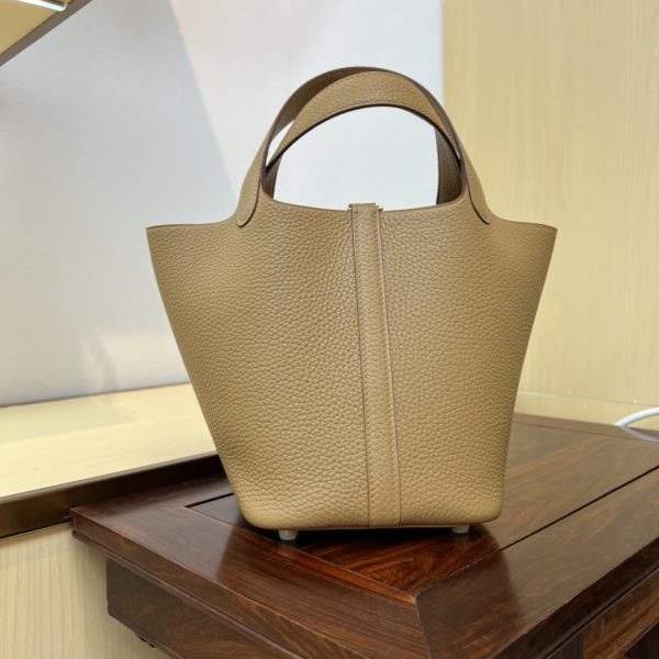 In stock✨Vegetable basket biscuit color  Tc leather vegetable basket 18cm hand-sewn wax thread🧵 - Image 3