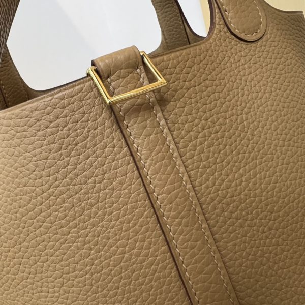 In stock✨Vegetable basket biscuit color  Tc leather vegetable basket 18cm hand-sewn wax thread🧵 - Image 6
