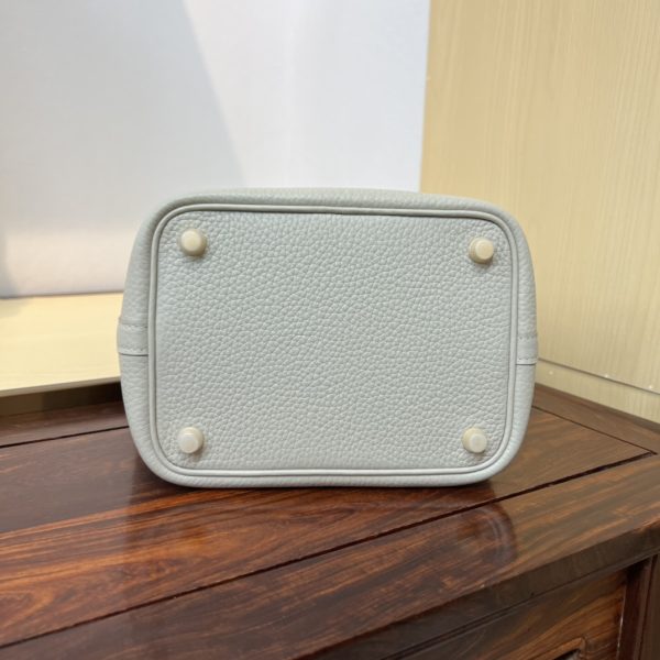 Spot color✨Vegetable basket Pearl gray  Tc leather vegetable basket 18cm hand-sewn wax thread🧵 - Image 6