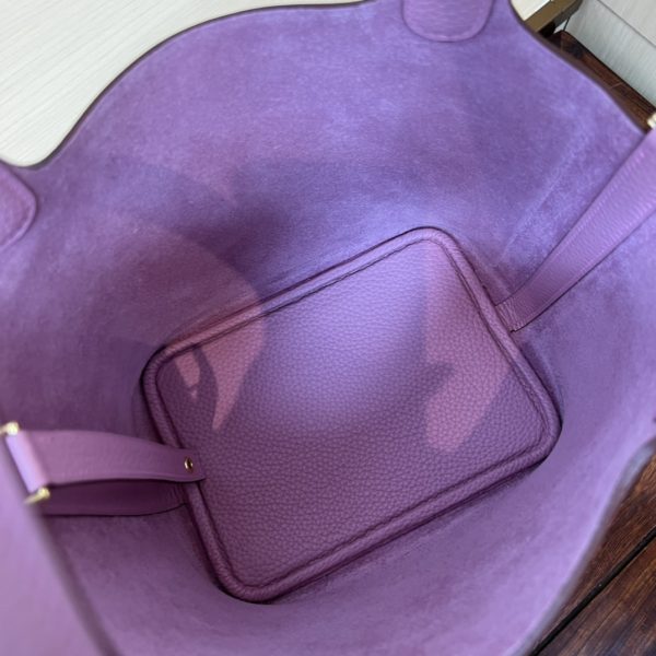 Spot color✨Vegetable basket Mallow purple  Tc leather vegetable basket 18cm hand-sewn wax thread🧵 - Image 5