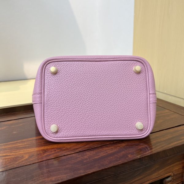 Spot color✨Vegetable basket Mallow purple  Tc leather vegetable basket 18cm hand-sewn wax thread🧵 - Image 9