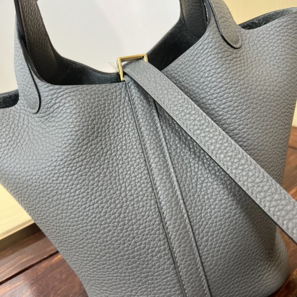 Spot color✨Vegetable basket cumulonimbus gray  Tc leather vegetable basket 18cm hand-sewn wax thread🧵 - Image 4