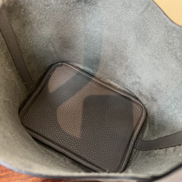 Spot color✨Vegetable basket cumulonimbus gray  Tc leather vegetable basket 18cm hand-sewn wax thread🧵 - Image 6