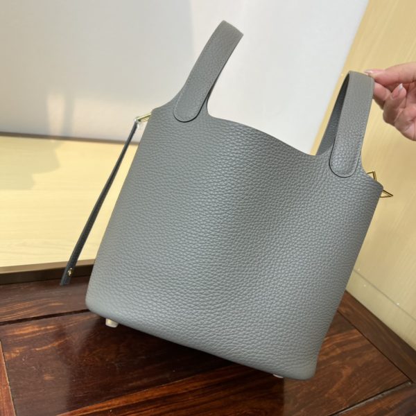 Spot color✨Vegetable basket cumulonimbus gray  Tc leather vegetable basket 18cm hand-sewn wax thread🧵 - Image 8