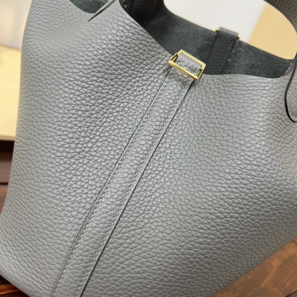 Spot color✨Vegetable basket cumulonimbus gray  Tc leather vegetable basket 18cm hand-sewn wax thread🧵 - Image 9