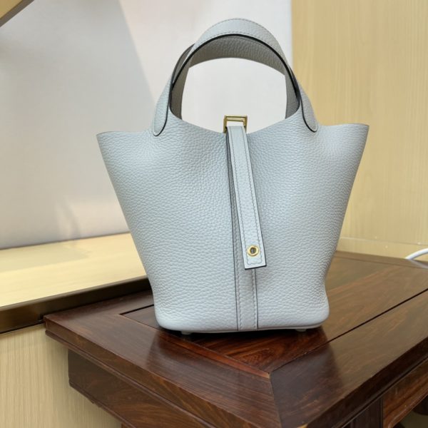 In stock✨Vegetable basket Holy Grail blue  Tc leather vegetable basket 18cm hand-sewn wax thread🧵 - Image 8