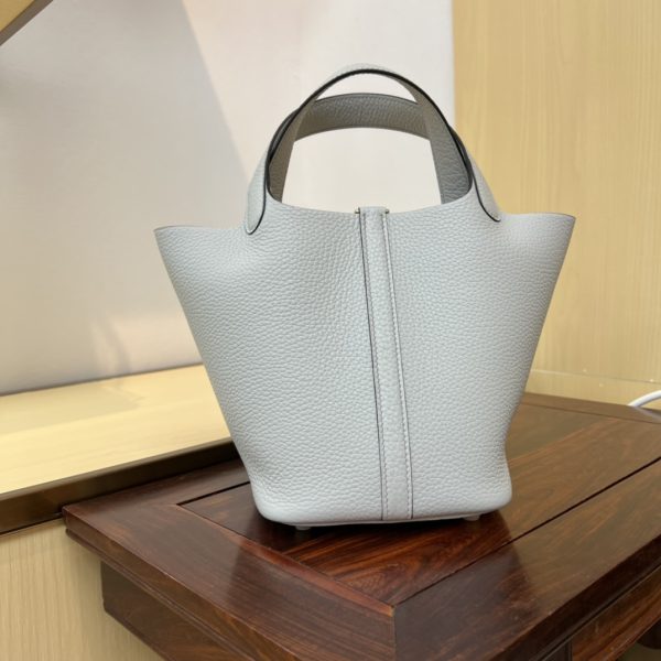 In stock✨Vegetable basket Holy Grail blue  Tc leather vegetable basket 18cm hand-sewn wax thread🧵 - Image 2