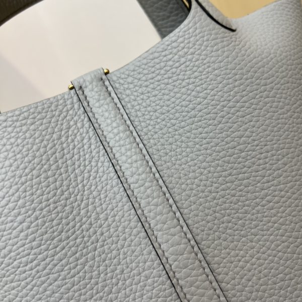 In stock✨Vegetable basket Holy Grail blue  Tc leather vegetable basket 18cm hand-sewn wax thread🧵 - Image 3