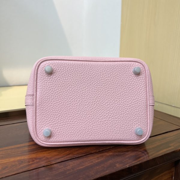 Spot color✨Vegetable basket 3Q pink  Tc leather vegetable basket 18cm hand-sewn wax thread🧵 - Image 7