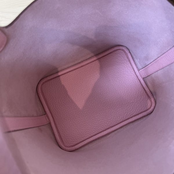 Spot color✨Vegetable basket 3Q pink  Tc leather vegetable basket 18cm hand-sewn wax thread🧵 - Image 8