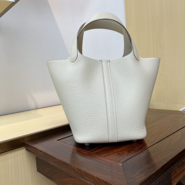 In stock✨Vegetable basket Milkshake white  Tc leather vegetable basket 18cm hand-sewn wax thread🧵 - Image 3