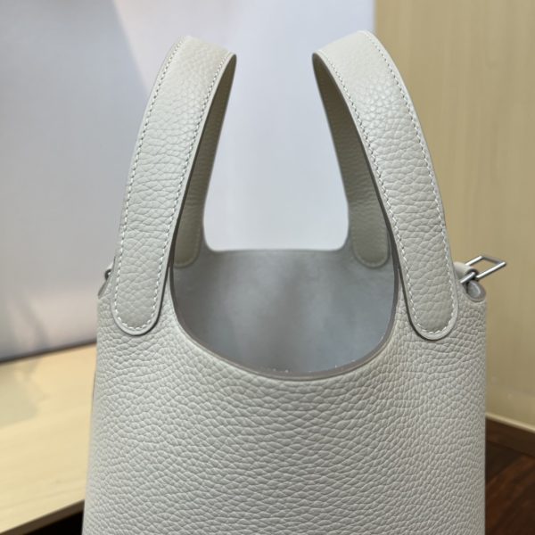 In stock✨Vegetable basket Milkshake white  Tc leather vegetable basket 18cm hand-sewn wax thread🧵 - Image 5