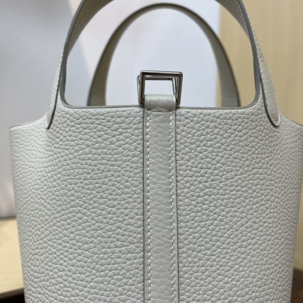 In stock✨Vegetable basket Milkshake white  Tc leather vegetable basket 18cm hand-sewn wax thread🧵 - Image 6
