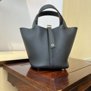 In stock✨Vegetable basket black gold  Tc leather vegetable basket 18cm hand-sewn wax thread🧵