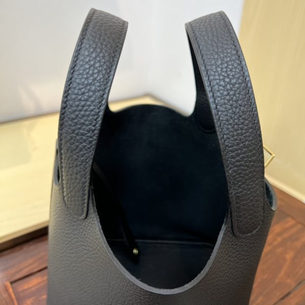 In stock✨Vegetable basket black gold  Tc leather vegetable basket 18cm hand-sewn wax thread🧵 - Image 3