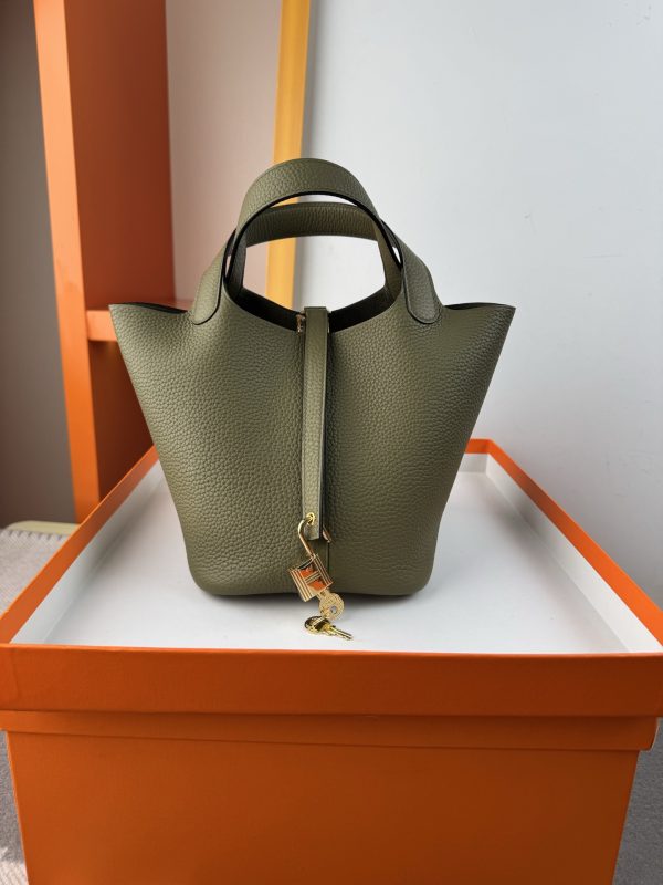 In stock✨Vegetable basket Sage  Tc leather vegetable basket 18cm hand-sewn wax thread🧵 - Image 6