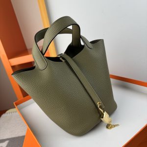 In stock✨Vegetable basket Sage  Tc leather vegetable basket 18cm hand-sewn wax thread🧵