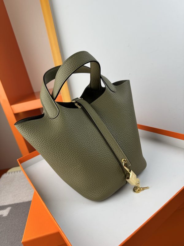 In stock✨Vegetable basket Sage  Tc leather vegetable basket 18cm hand-sewn wax thread🧵