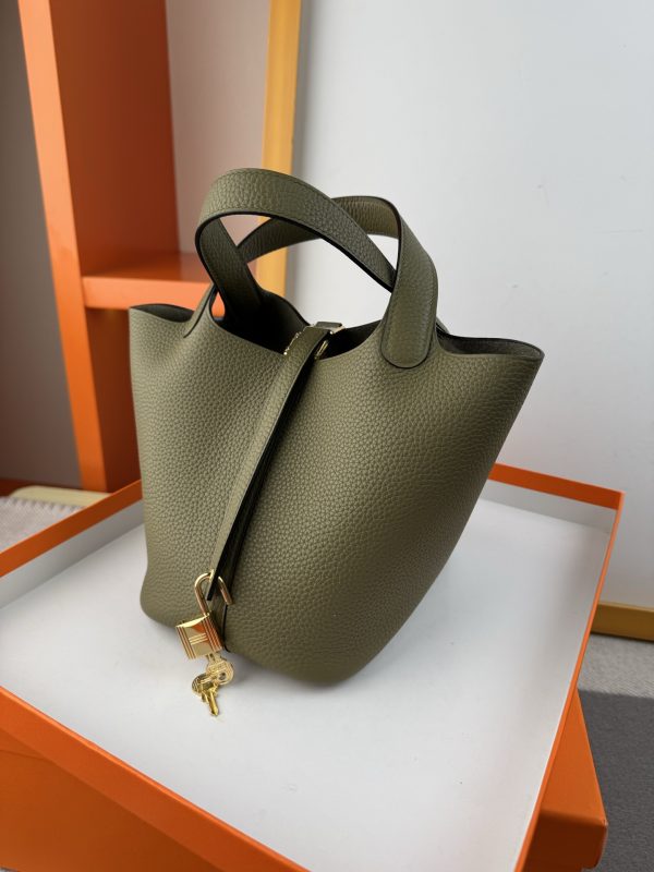 In stock✨Vegetable basket Sage  Tc leather vegetable basket 18cm hand-sewn wax thread🧵 - Image 8
