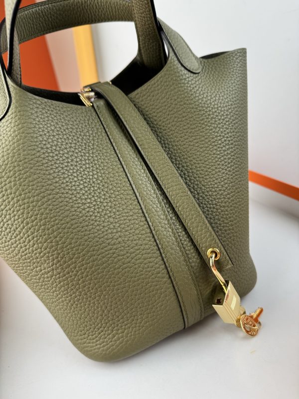 In stock✨Vegetable basket Sage  Tc leather vegetable basket 18cm hand-sewn wax thread🧵 - Image 9