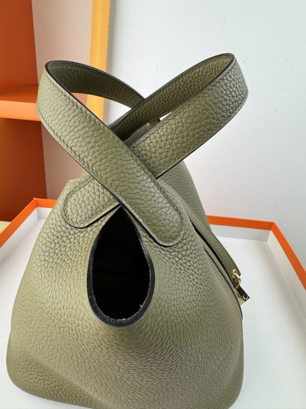 In stock✨Vegetable basket Sage  Tc leather vegetable basket 18cm hand-sewn wax thread🧵 - Image 10